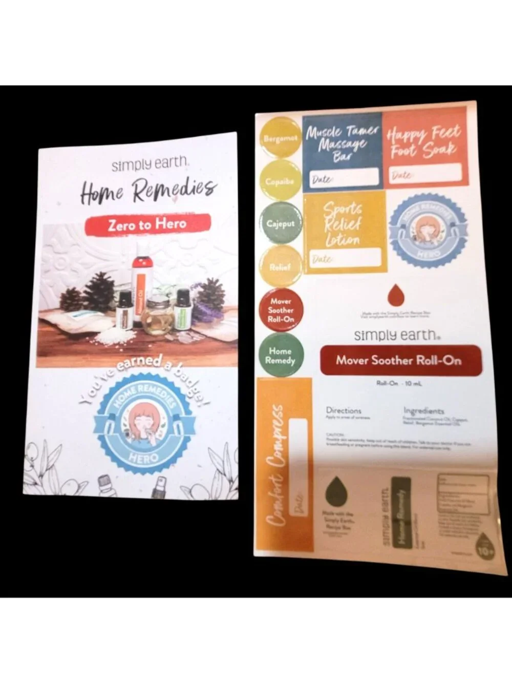 Simply Earth Essential Oil Kit 4 Oils Brush Compress Pad Lotion Base Recipes